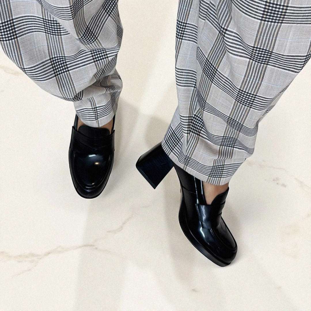 *SHARE BLACK - platform heel brogue Brogue Chelsea Boots Ladies