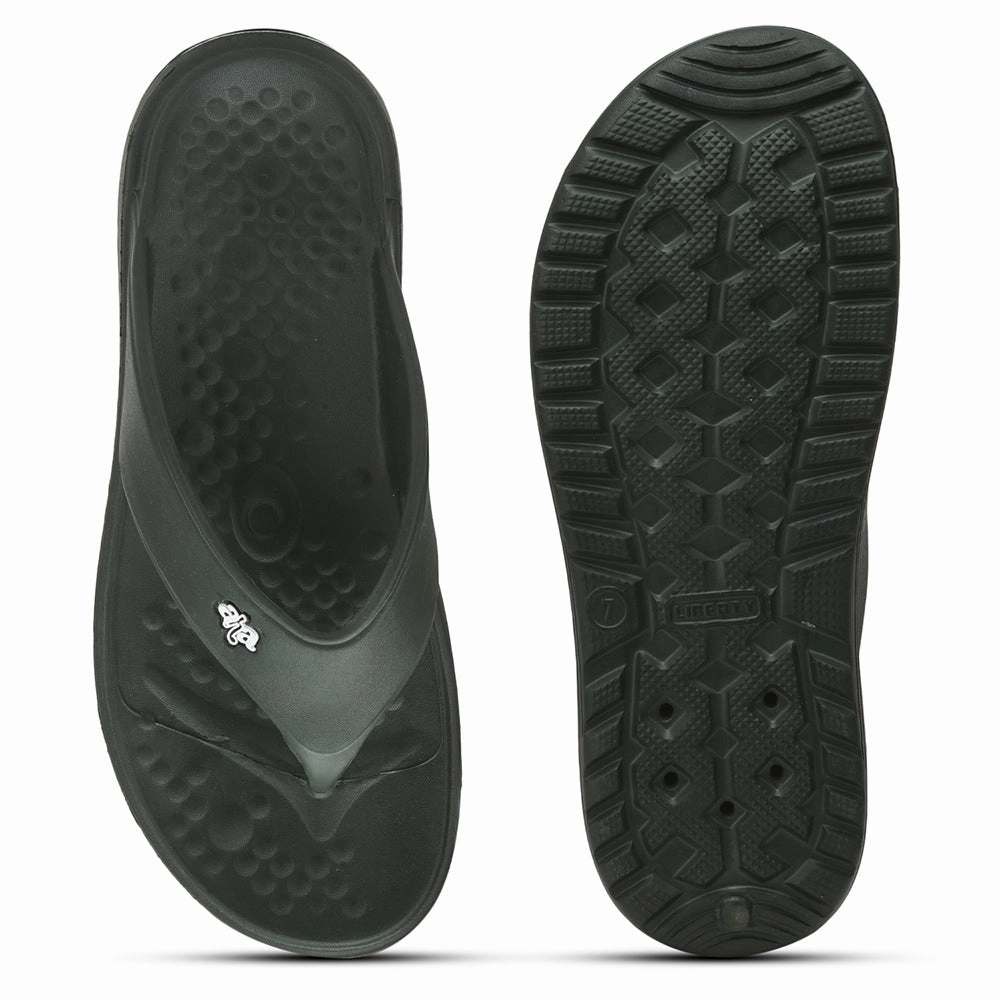 Flip Flops Studs A-HA Casual Olive Green Flip Flop For Men BEACHTIME By Liberty