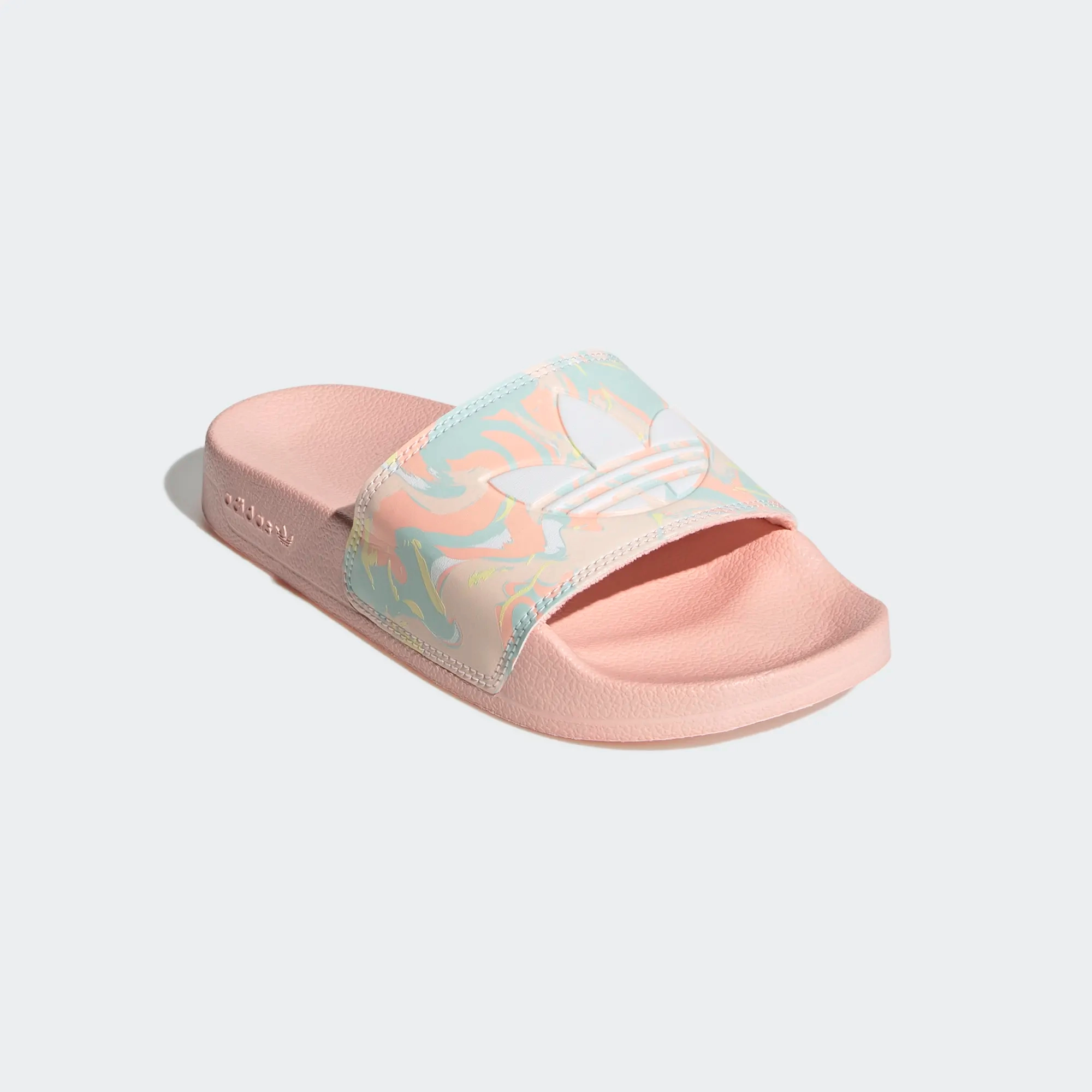 Adidas Kid's Adilette Lite Slides - Haze Coral / Cloud White Slippers With Zipper