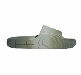 Adidas Men's Adilette 22 Slides - Wonder Silver / Silver Green / Core Black Slippers Oakleaf