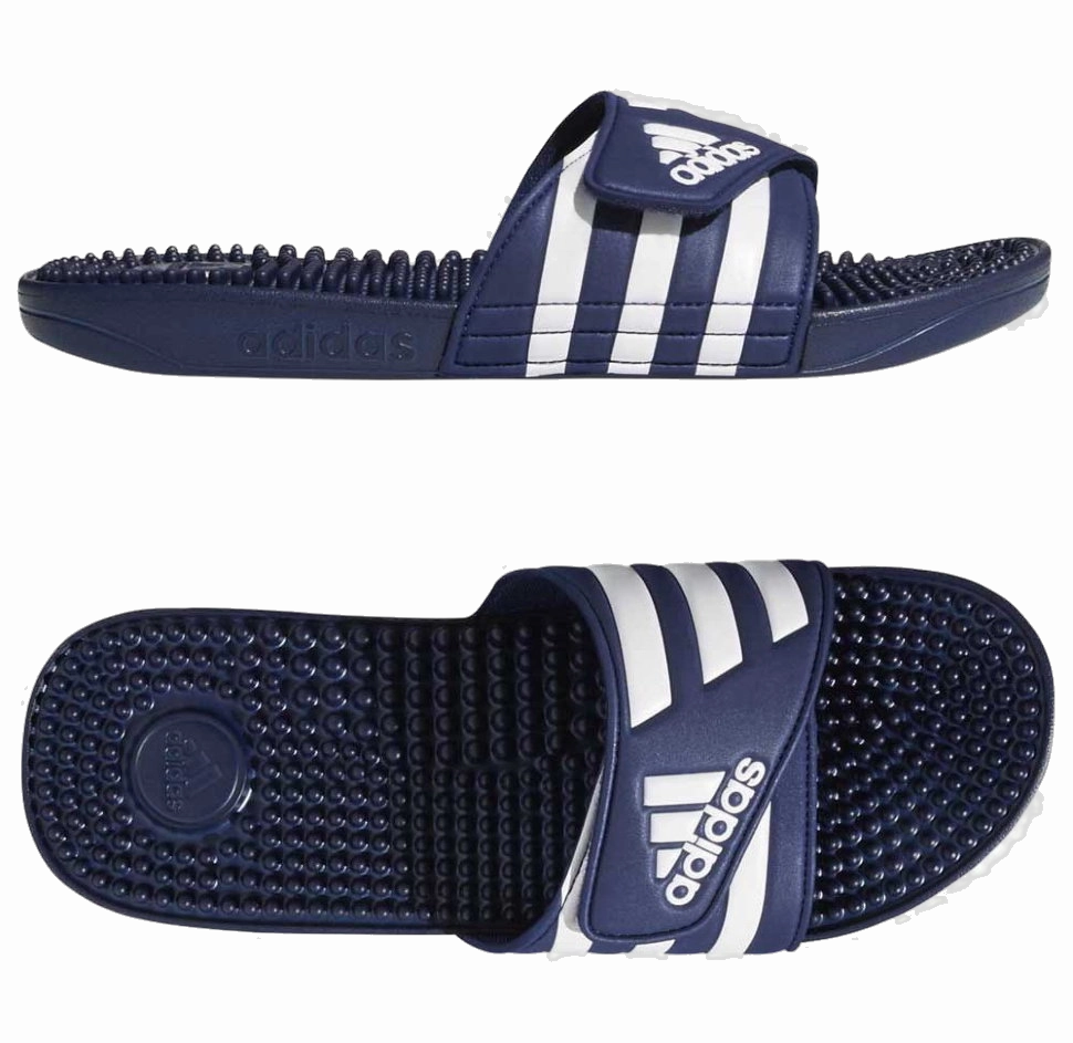 Adidas Men's Adissage Slides - Dark Blue / Cloud White / Dark Blue Lam Slippers