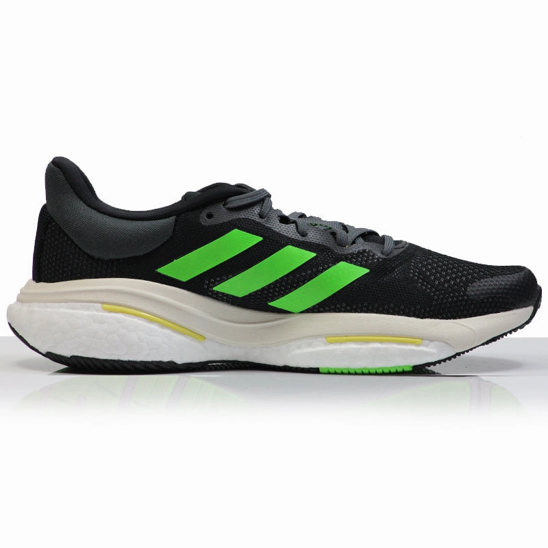 adidas SolarGlide 5 Men's Running Shoe - Core Black/Solar Green/Beam Yellow Suede Running Shoes