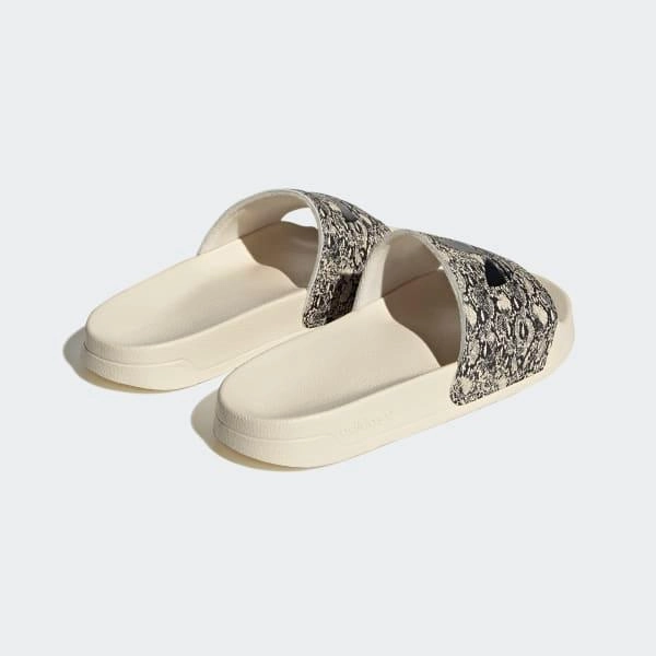Adidas Women's Adilette Slides - Wonder White / Core Black Kookaburra Slippers