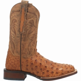Boots Women Ankle Alamosa Embroidered Ostrich Square Toe Pull On Cowboy Boots