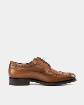 Derby Shoes Business Casual Alex Cognac Calf Wingtip Derby - 675