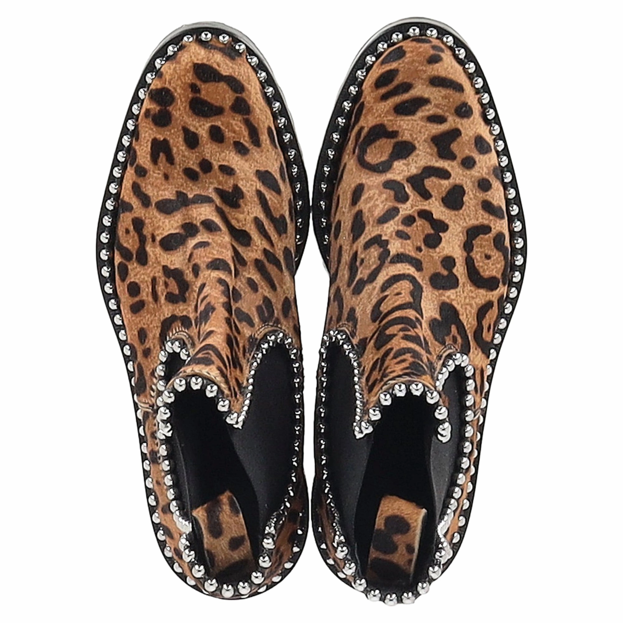 Alexander Wang Spencer Leopard-Print Chelsea Boots in Brown Pony Hair Staud Palamino Leather Chelsea Boots