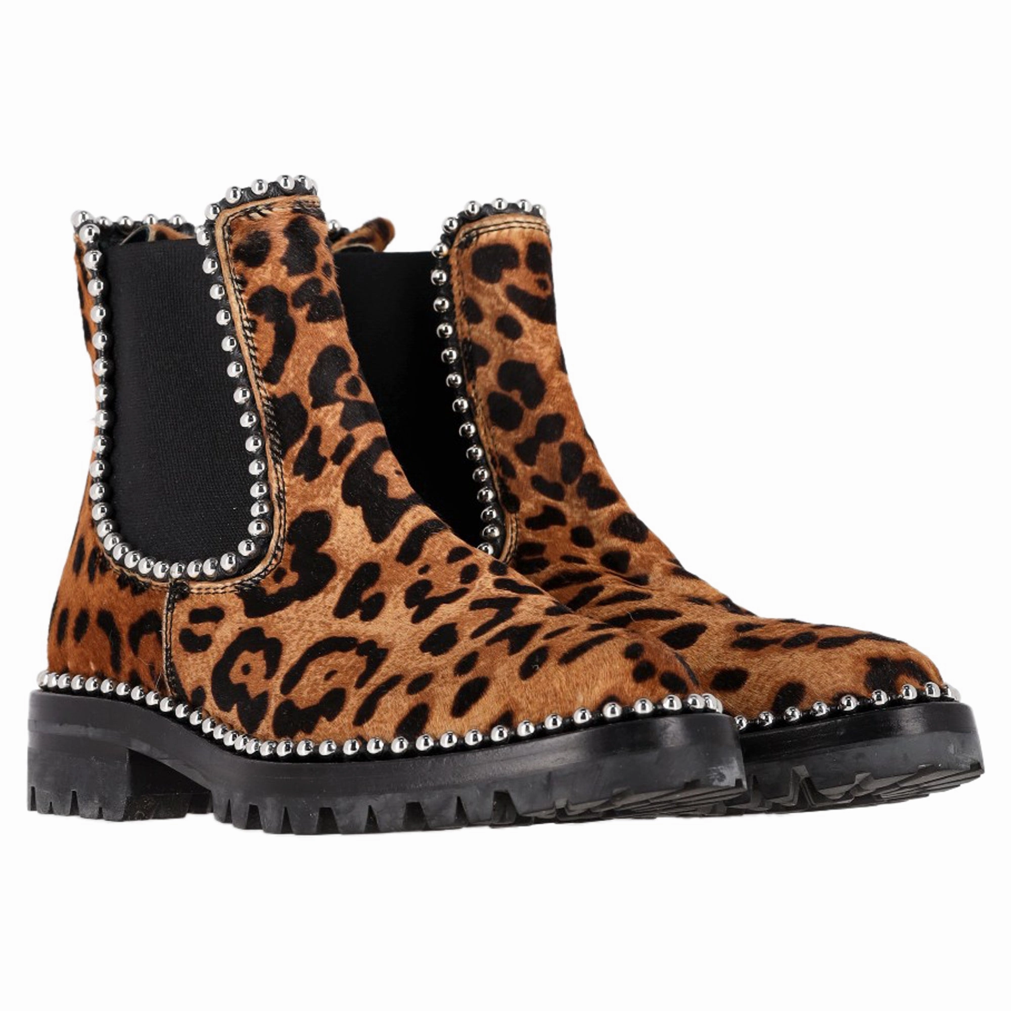 Alexander Wang Spencer Leopard-Print Chelsea Boots in Brown Pony Hair Chelsea Boot Crease