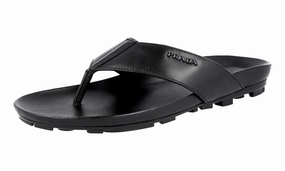 Prada Men's Black Leather Sandals 4Y2208 Sandals Resorts
