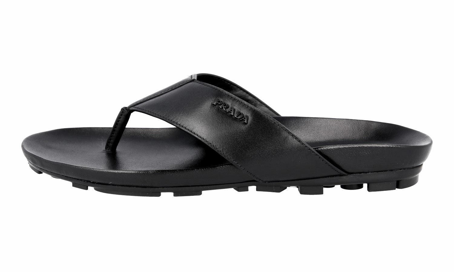Prada Men's Black Leather Sandals 4Y2208 Sandals And Wedges