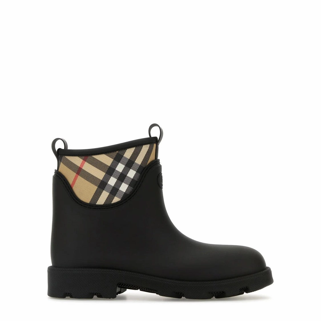 Low Ankle Boots With Checkered Pattern Leather Heeled Ankle Boots
