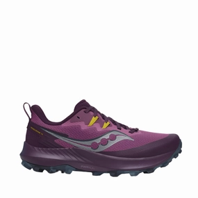 Trail Running Shoes Waterproof Or Not Saucony Women's Peregrine 14 Trail Running Shoes in Plum/Eggplant SS24