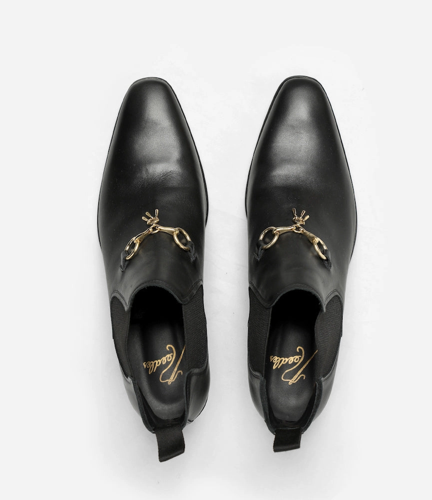 Tassel Bit Heeled Chelsea Boot  Black Leather Soda Zordy Heeled Chelsea Boots