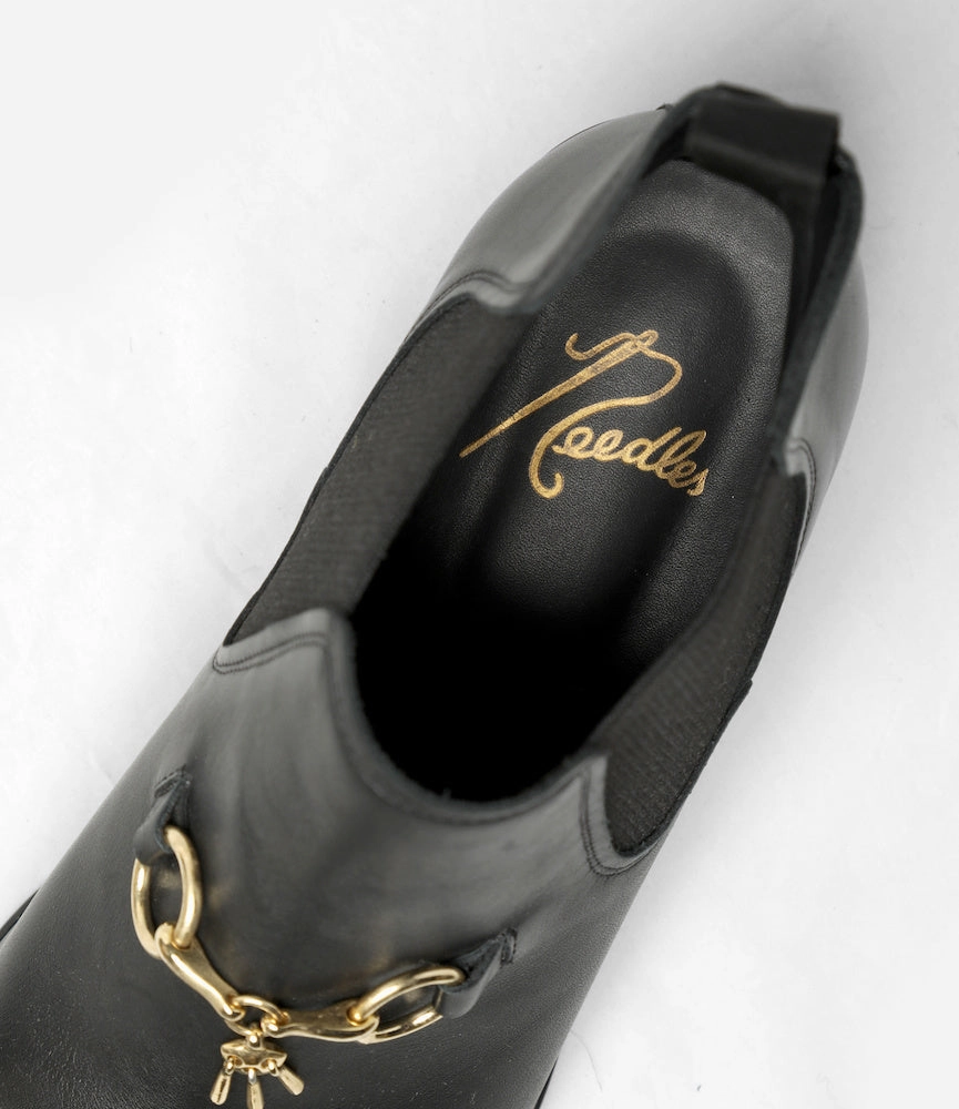 Tassel Bit Heeled Chelsea Boot  Black Leather Platform Ankle Chelsea Boots