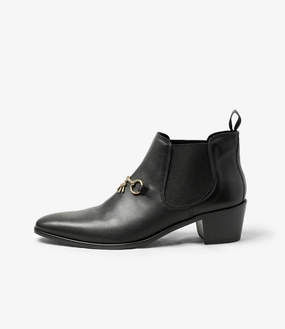 Tassel Bit Heeled Chelsea Boot  Black Leather Devon Chelsea Boots