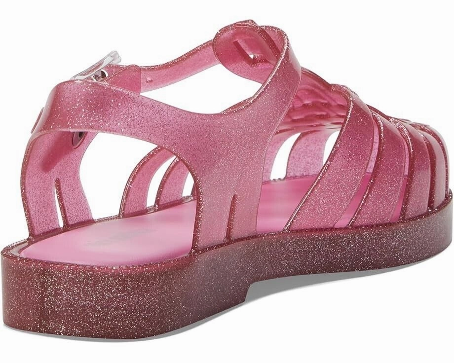Rainbow Sandals Mini Melissa Possession Shiny Sandals Kids US 2 Glitter Pink Cutout Ankle KHD158