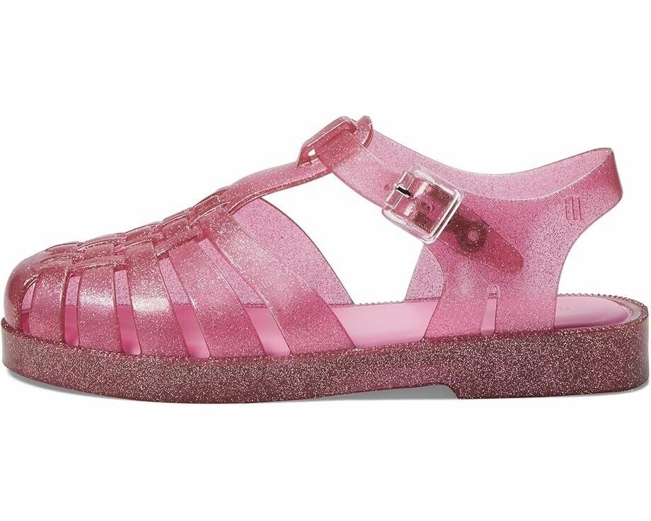 Across Sandals Mini Melissa Possession Shiny Sandals Kids US 2 Glitter Pink Cutout Ankle KHD158