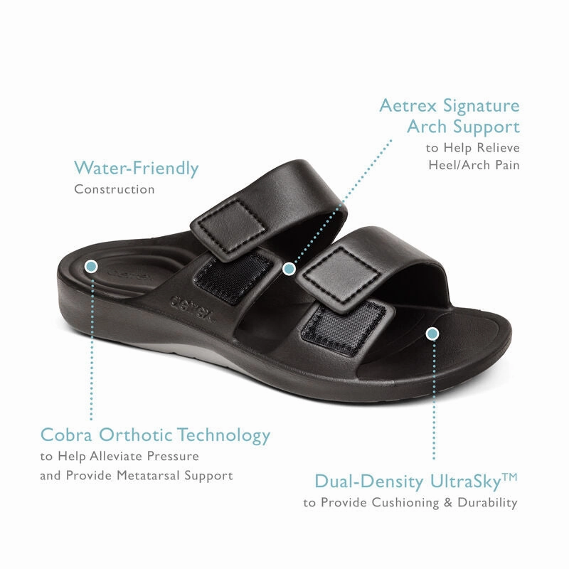 Aetrex Mens Mithos Orthotic Slides (L92M) Barney Slippers For Adults