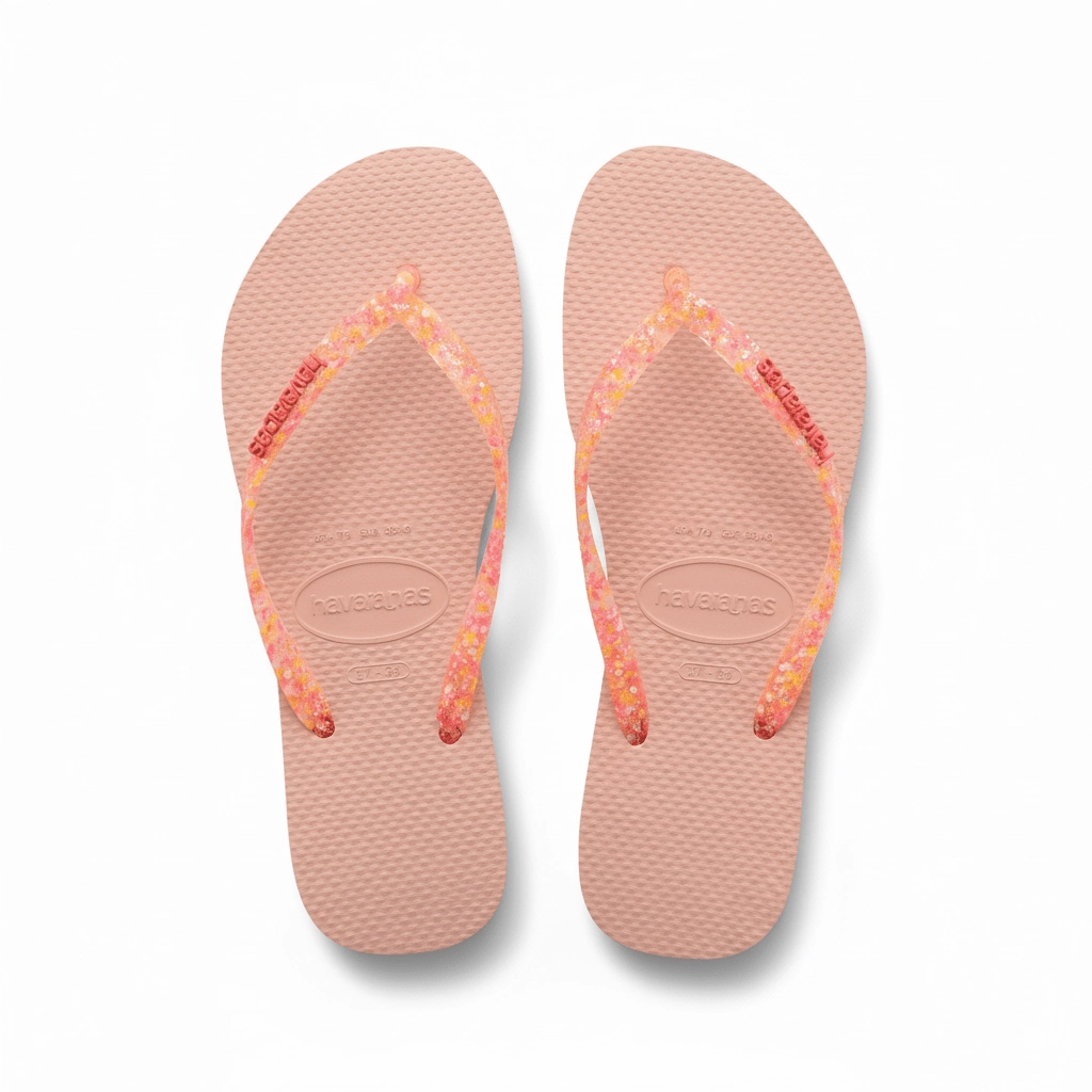 Redneck Boot Flip Flops Havaianas Girl's Slim Glitter iridescent Pink (Sizes 3536-3738)