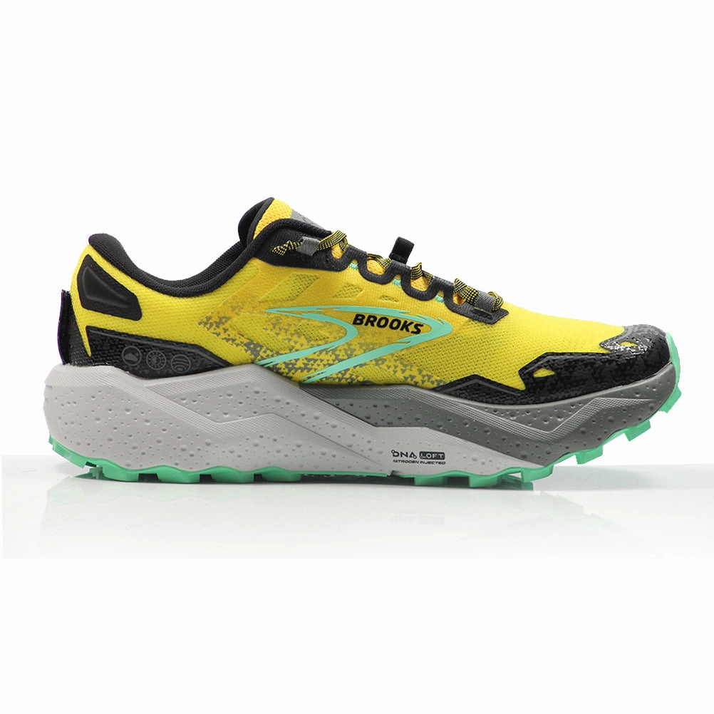 Running Shoes With Flat Feet Brooks Caldera 7 Men's Trail Shoe - Lemon Chrome/Black/Sedona Sage