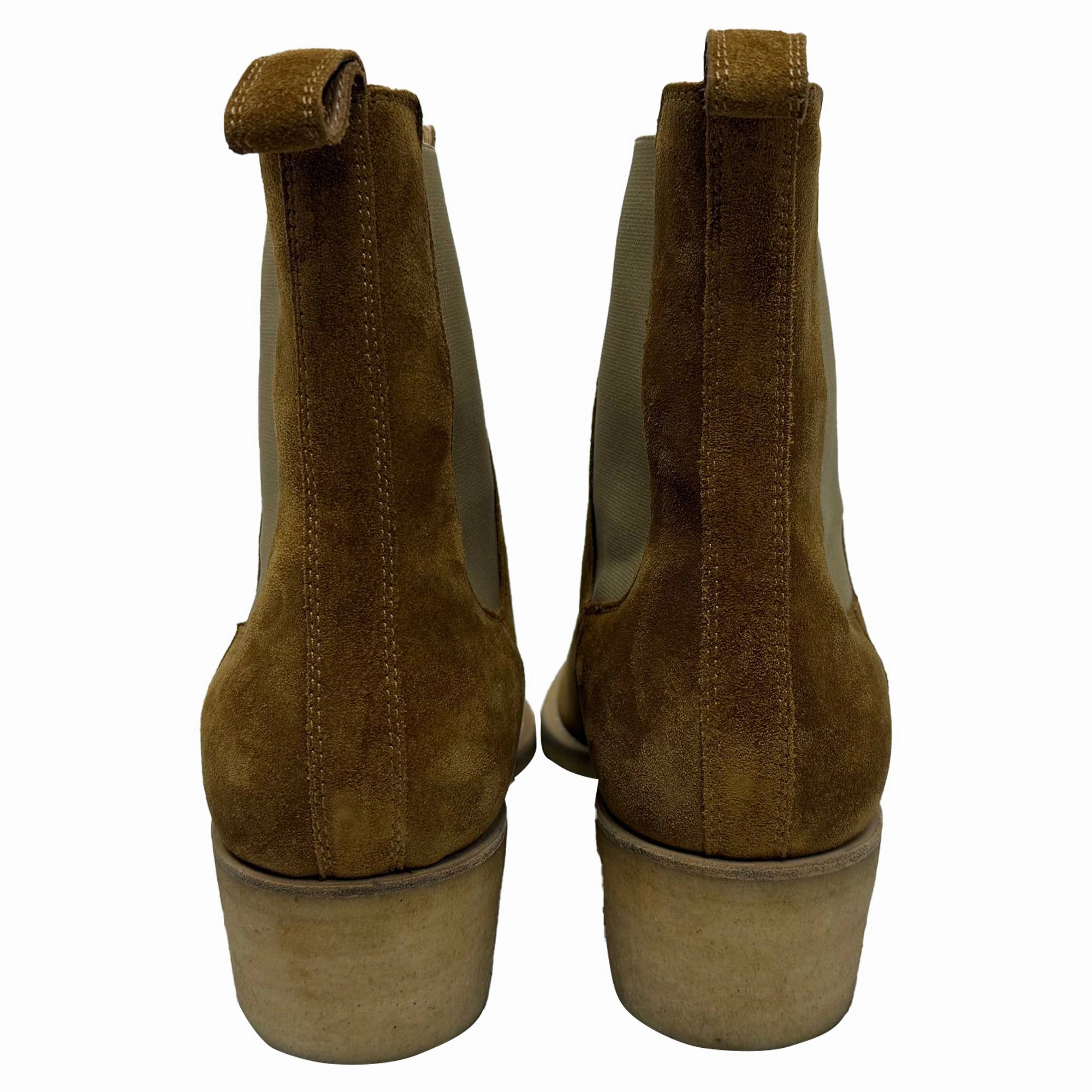 Amiri Crepe Pointy Toe Chelsea Boots in Brown Suede 2976 Smooth Leather Platform Chelsea Boots Size 8