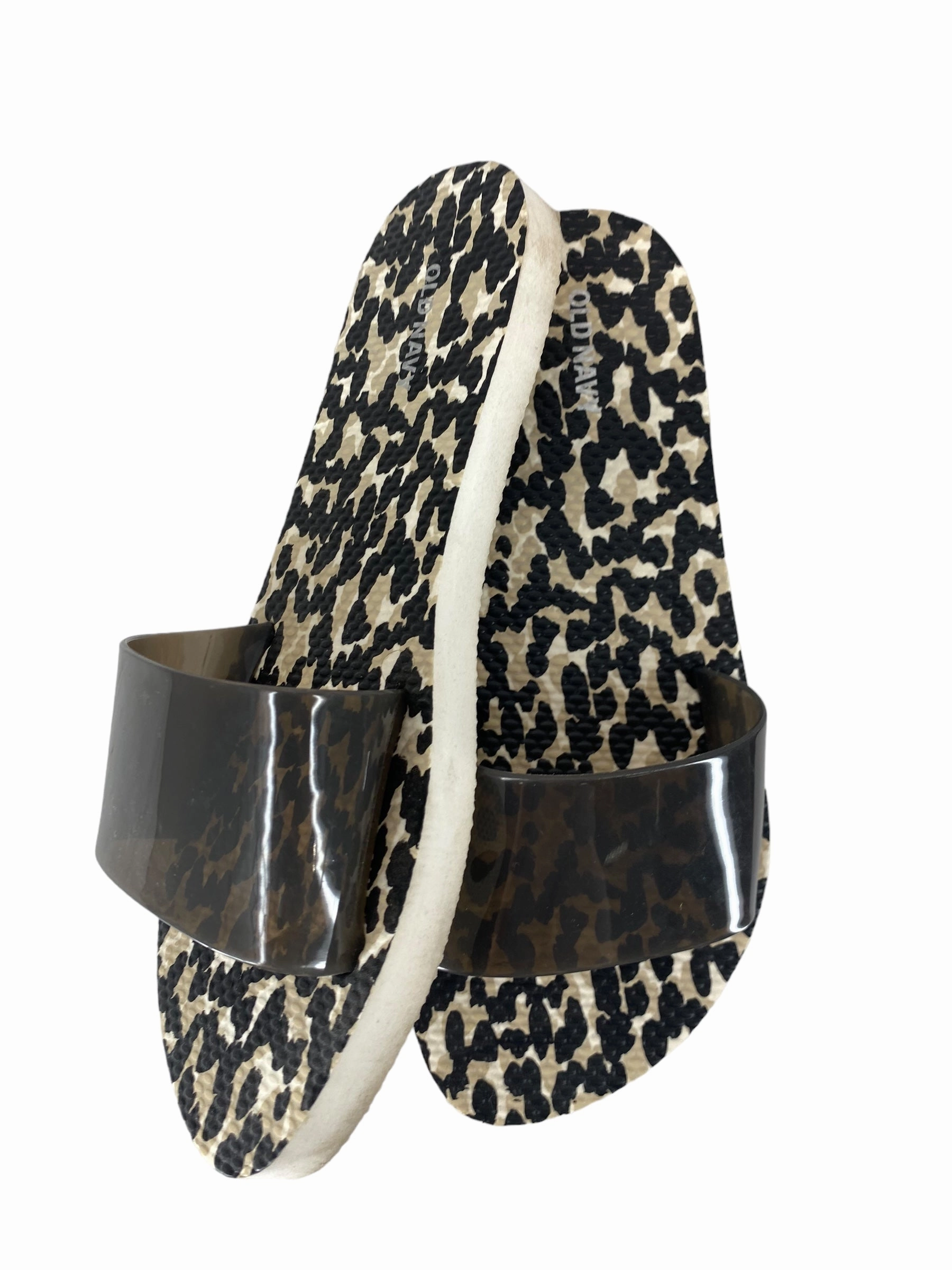 Animal Print Sandals Flip Flops Old Navy, Size 7 Flip Flops Leather Fanning