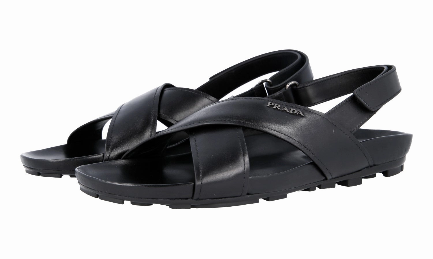 Sandals In Wide Sizes Prada Men's Black Leather Sandals 4X2919