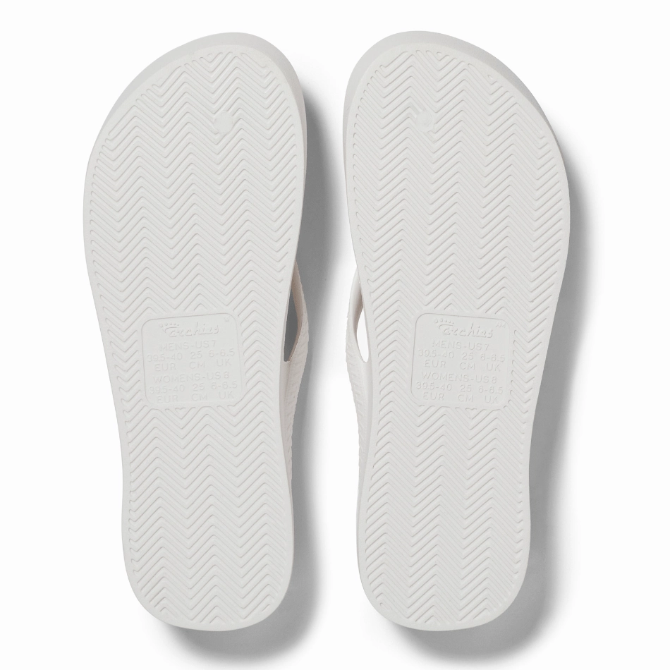 Archies Arch Support Flip Flops in White Slippers For Cold Feet