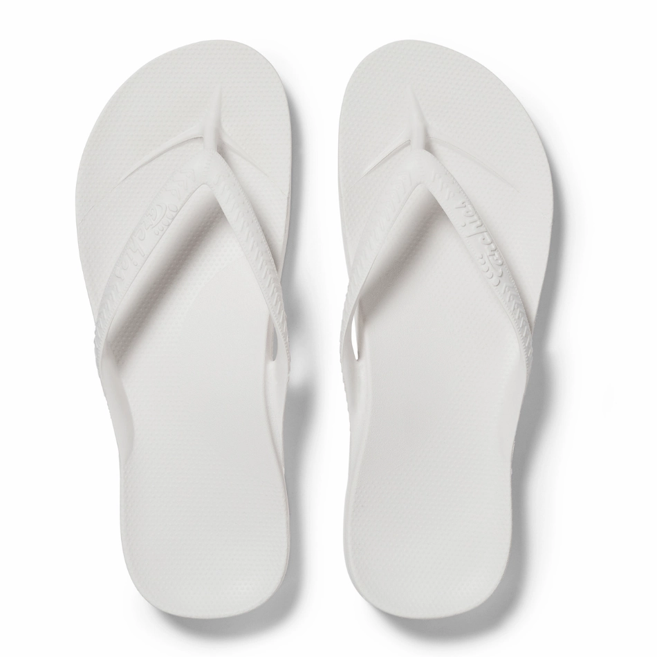 Mule Sheepskin Slippers Archies Arch Support Flip Flops in White