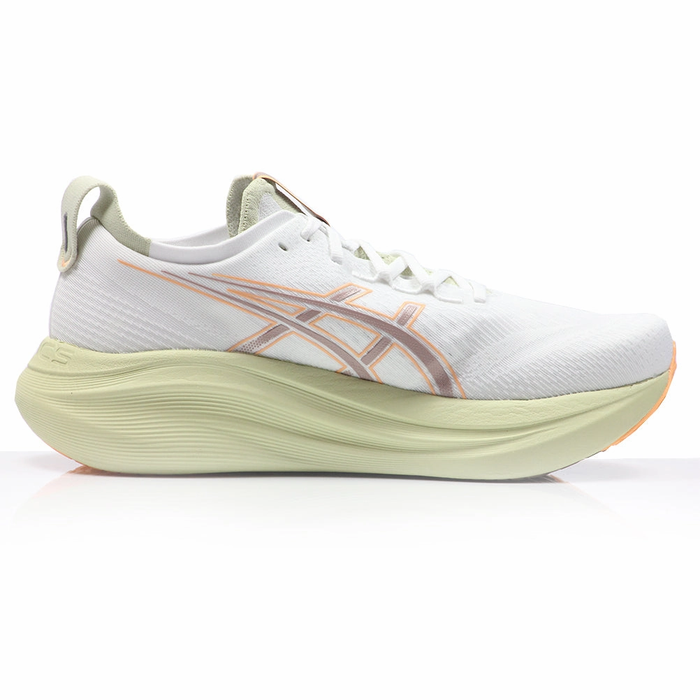 Asics Gel Nimbus 27 Men's Running Shoe - White/Fawn Bouncy Running Shoes