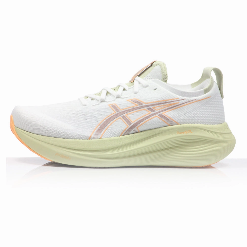 Asics Gel Nimbus 27 Men's Running Shoe - White/Fawn Low Drop Running Shoes