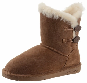 Boots Combat Bearpaw Rosaline Youth Boots Brown Suede Sheepskin Lined Snow Boots JOBB203