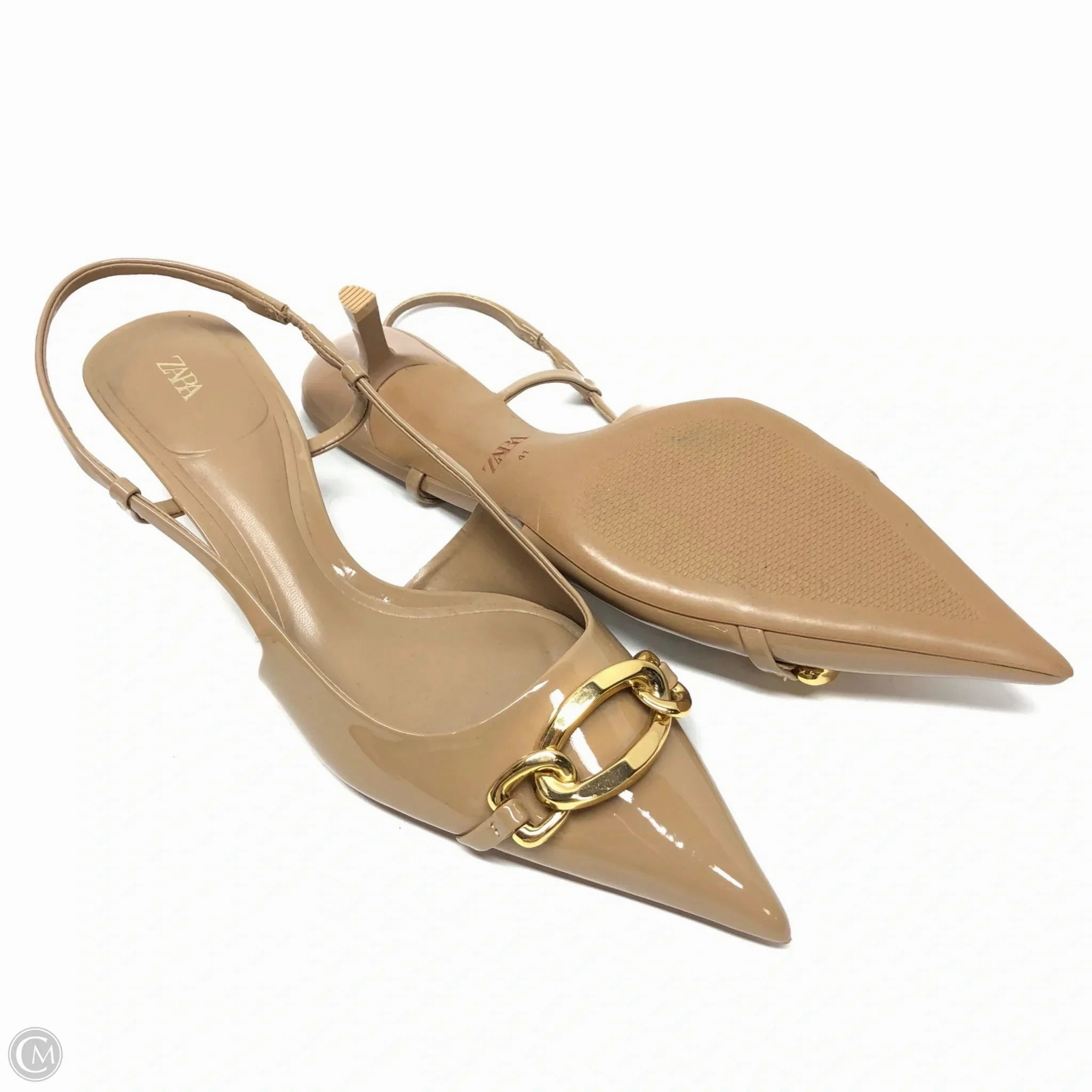 Nerd In Heels Shoes Heels Kitten By Zara In Tan, Size: 10