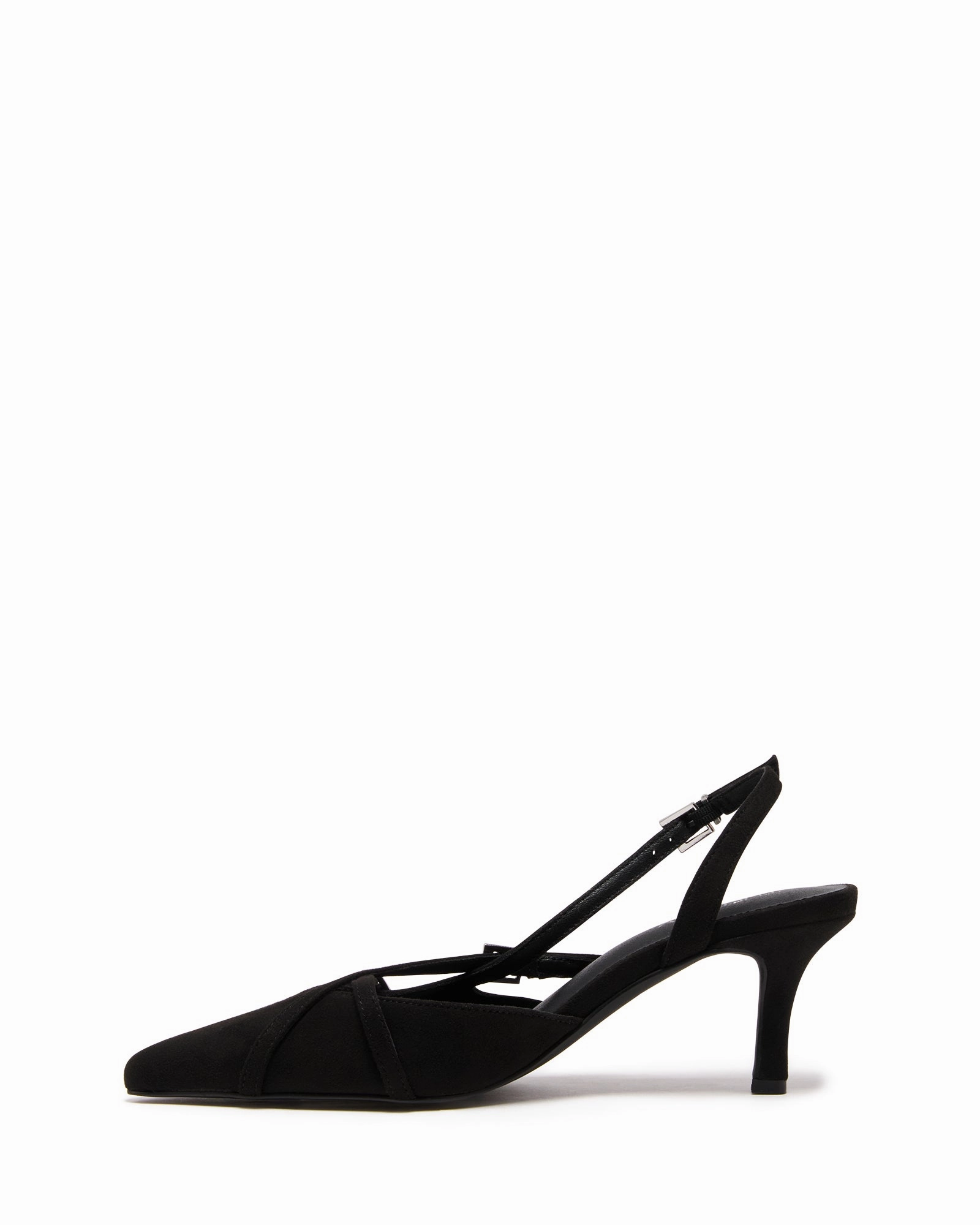 High Heel Shoe Drawing Juicy Slingback Pump Black Microsuede