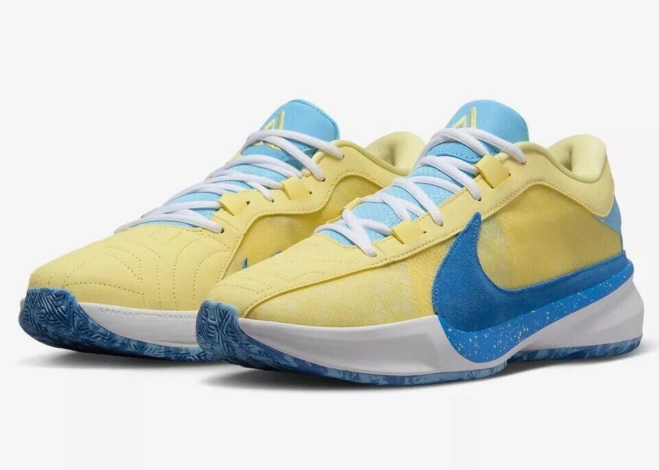 Nike Zoom Freak 5 DX4985-700 Sneaker Men's Yellow Blue Basketball Shoes TF5885 (Yellow,10) Nike Shoes Pic