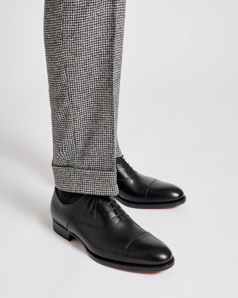 Black Cap Toe Oxford with Rubber Half Soles Goto Plain Toe Oxford