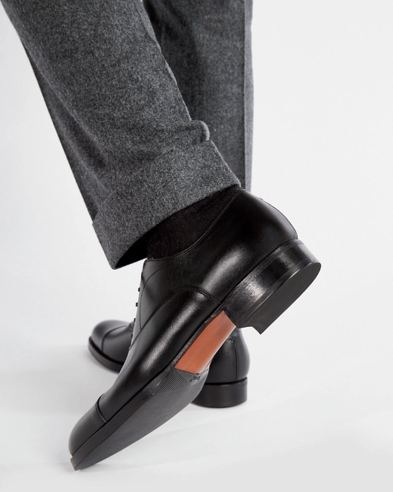 Black Cap Toe Oxford with Rubber Half Soles Jeans And Oxfords