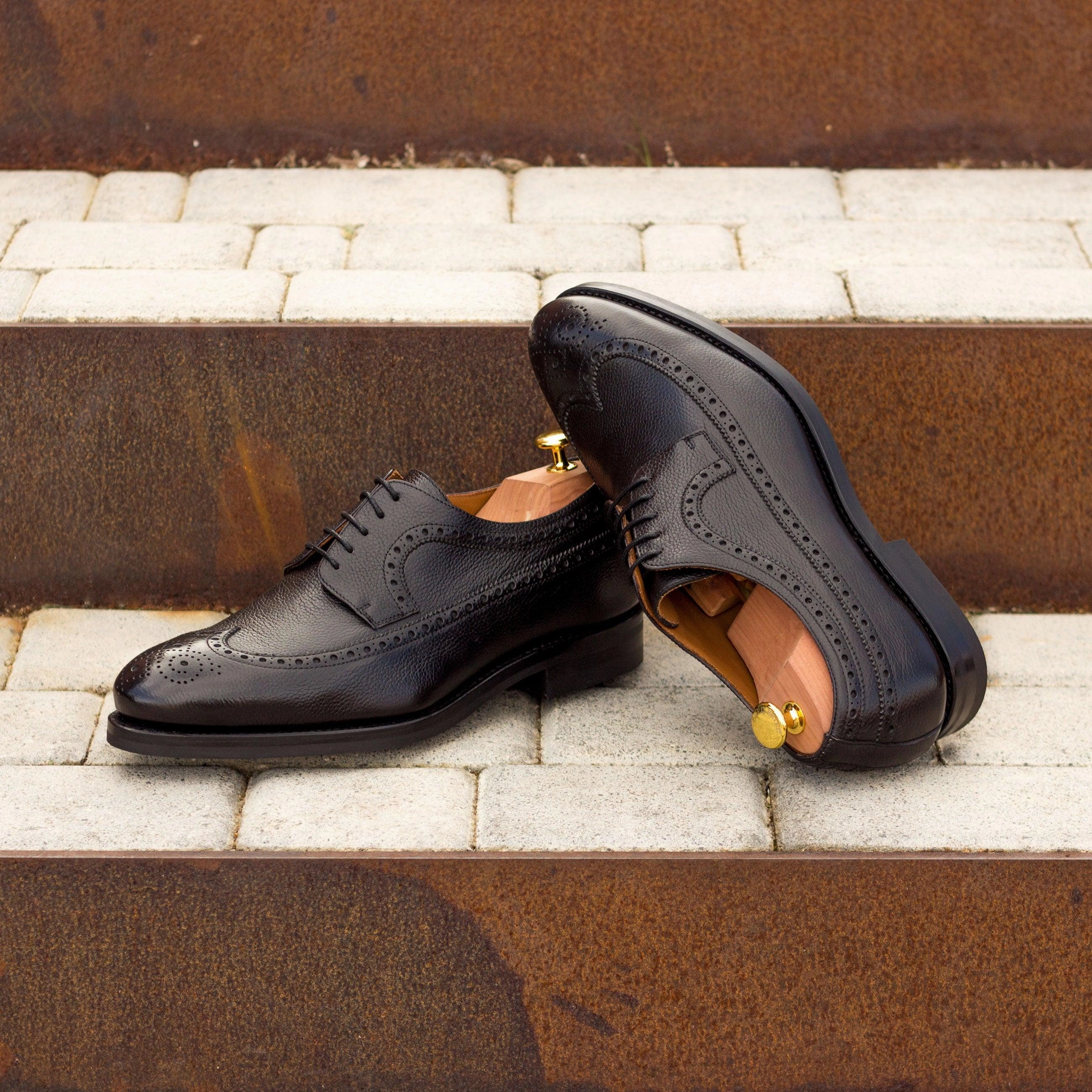 Brogue Boots Men Black Black Full Grain Leather Longwing Blucher