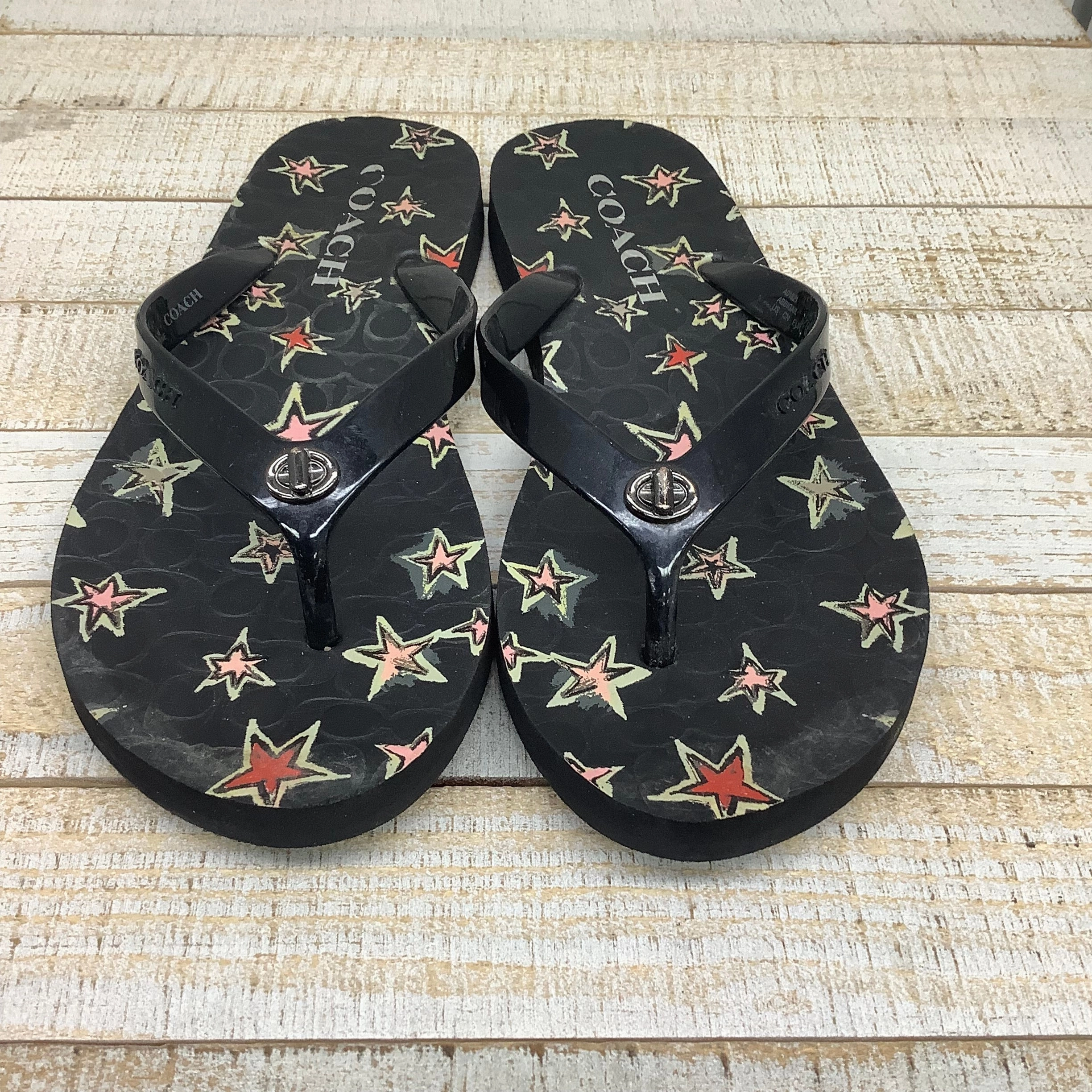 Black Sandals Flip Flops designer by Coach, Size 6 Rei Chaco Flip Flops