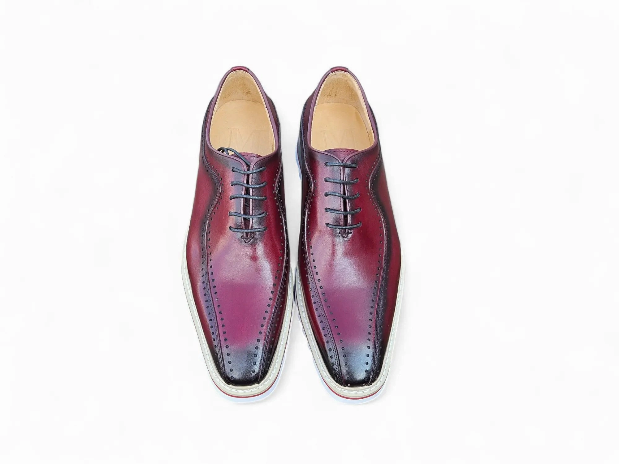 Ashland Knit Wingtip Oxfords Burgundy Leather Lace-up in Bicycle Toe