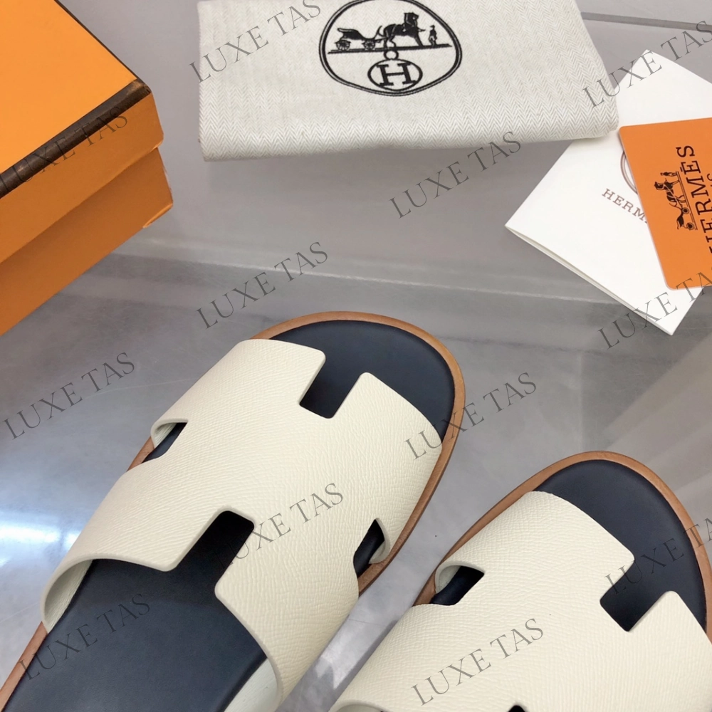 Slippers With Strap Blanc Gomme / Bleu Cleste Izmir Sandal - Designer Slides & Sandals for Men