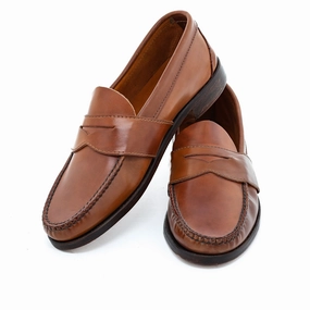 Blue Isle Weltline Penny Loafers - Whiskey Shell Cordovan Office Loafers