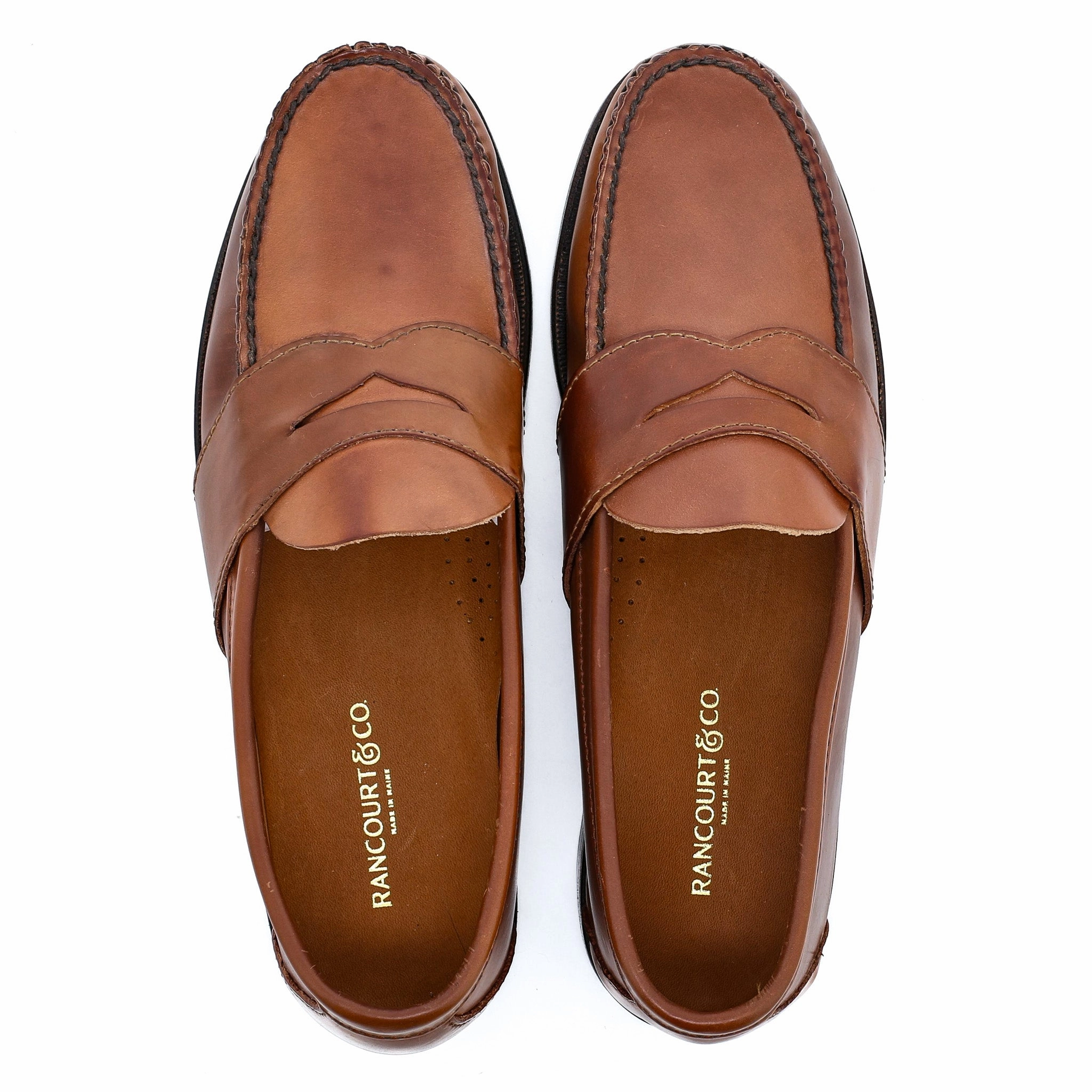 On Cloud Loafers Blue Isle Weltline Penny Loafers - Whiskey Shell Cordovan