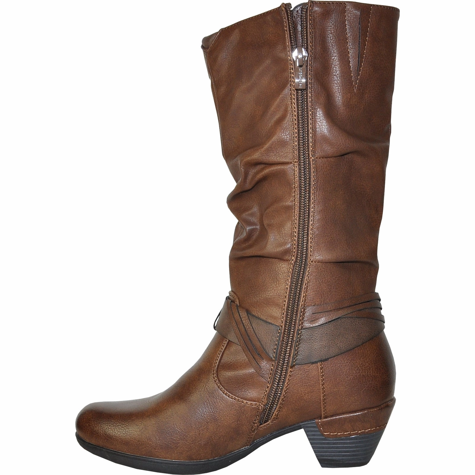 Knee High Boots With Mini Skir VANGELO Women Boot HF8421 Knee High Dress Boot Brown