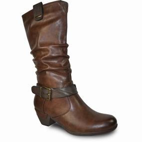 High Knee Flat Boots VANGELO Women Boot HF8421 Knee High Dress Boot Brown