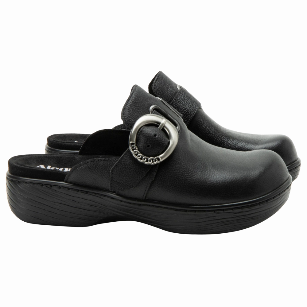 C & C Sweden Clogs Alegria Osmosis Black Bird Leather Clog (Women's)