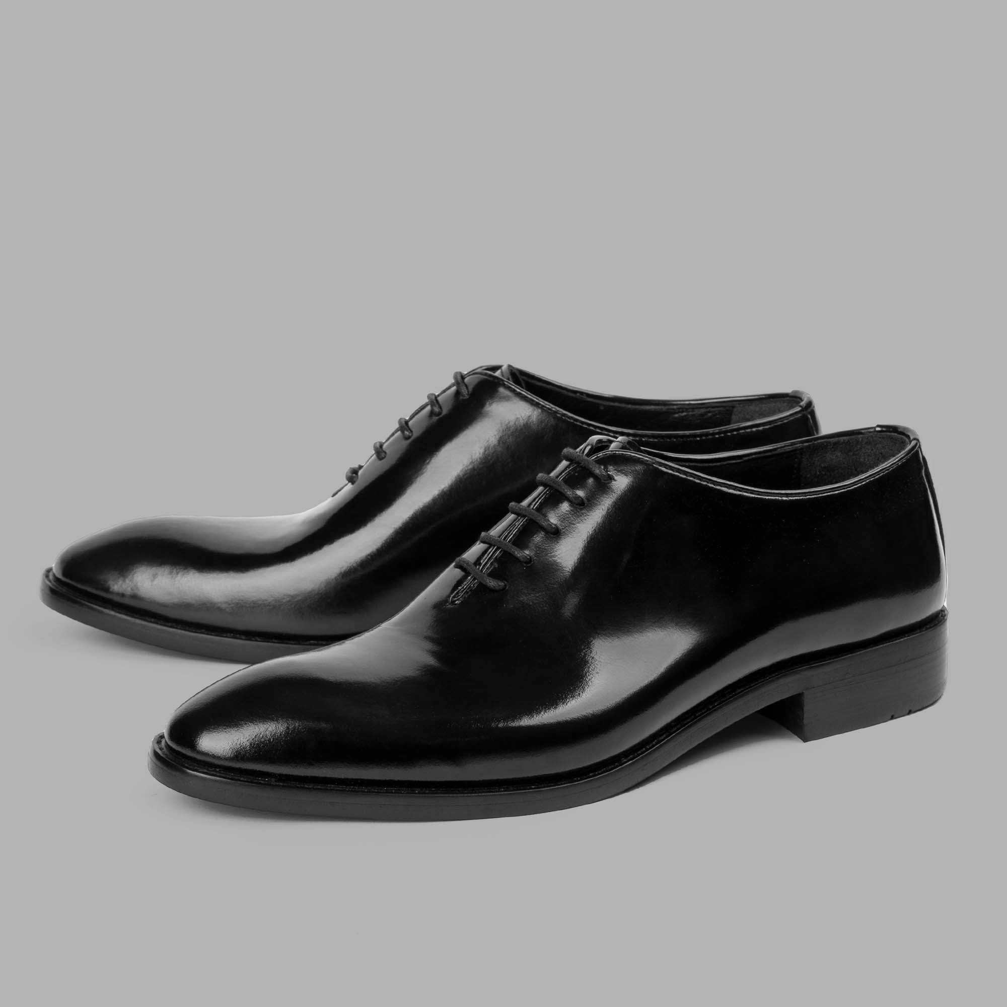 BRIO Genuine Leather Plain Toe Oxford  Black Chunky Lace Up Flat Shoes