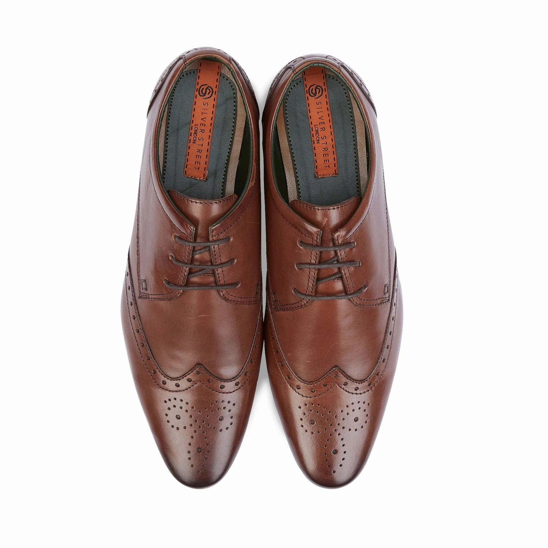 Brogue Shoes With Flap Fleet Leather Smart Formal Leather Brogue Shoes - Brown