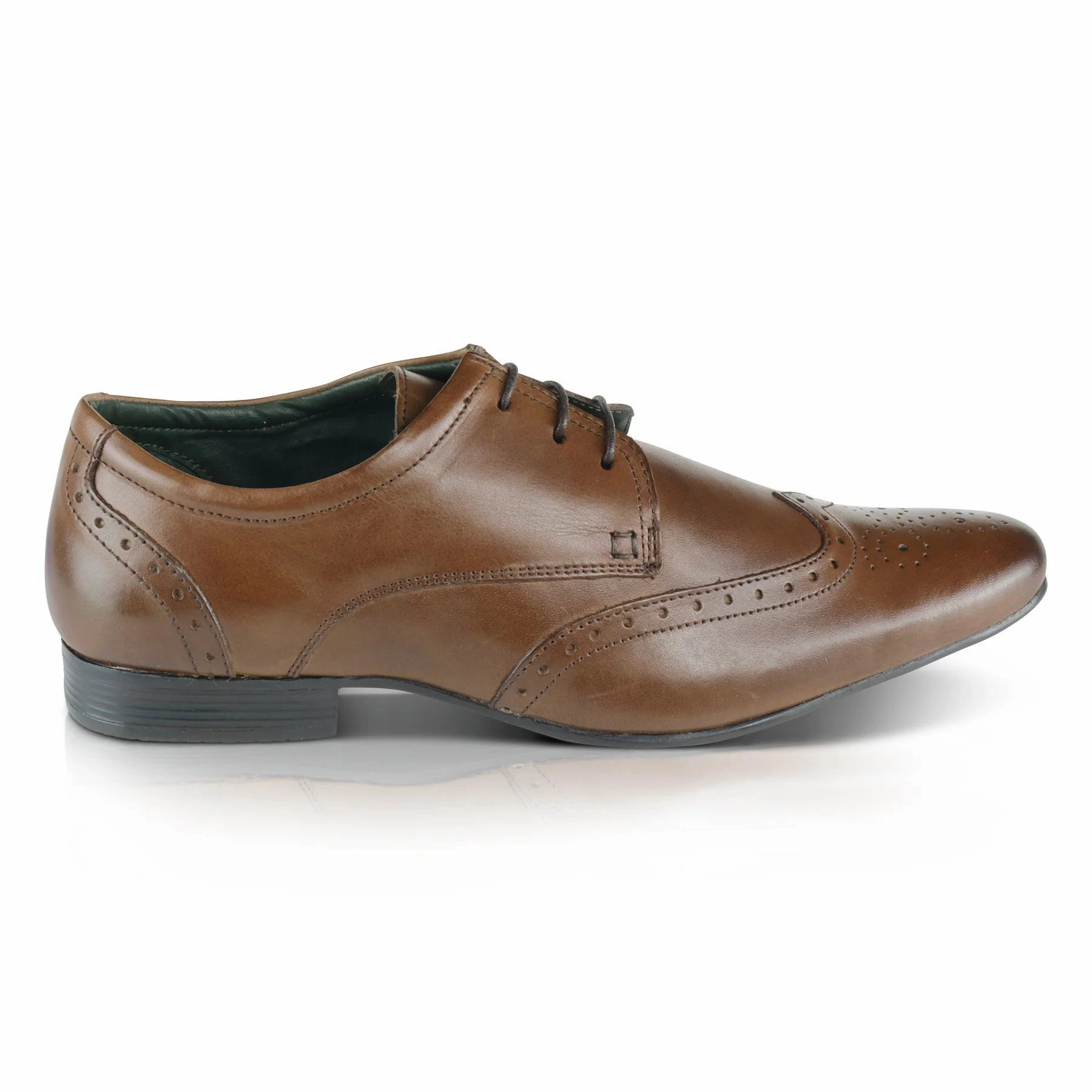 Fleet Leather Smart Formal Leather Brogue Shoes - Brown Tan Suede Brogues