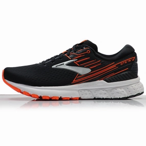 Brooks Adrenaline GTS 19 Men's Running Shoe - Black/Orange/Silver Flat Footed Running Shoes