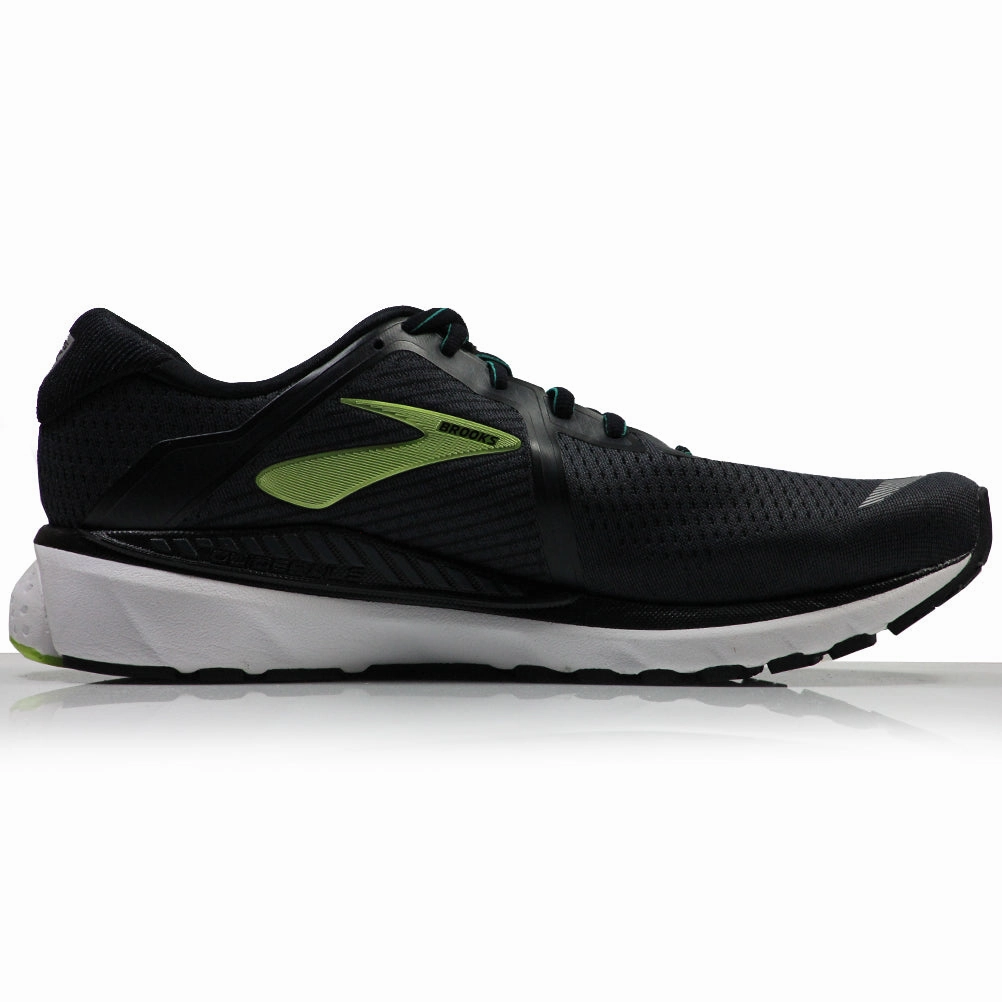 Running Shoe For Stability Brooks Adrenaline GTS 20 Men's Running Shoe 2E Wide Fit - Black/Lime
